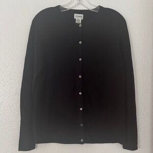 3/$10 Liz Claiborne Elegant Black Button-Up Cardigan